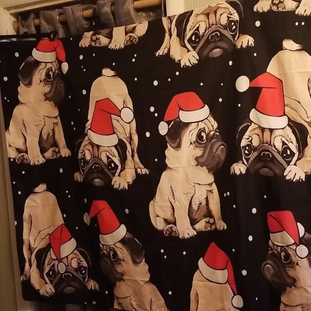 Wall Tapestry Pug Dogs Wearing Christmas Hats By Society 6 New Without Tags.